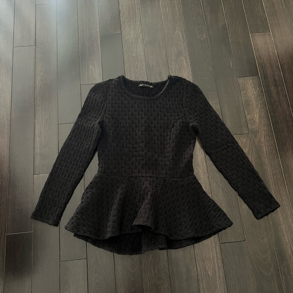 Zara Black Textured Blouse